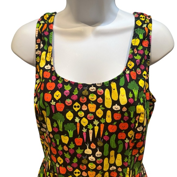 Retrolicious | Fruits and Veggies Vintage Inspired Fit & Flare Dress | Large - Picture 3 of 14